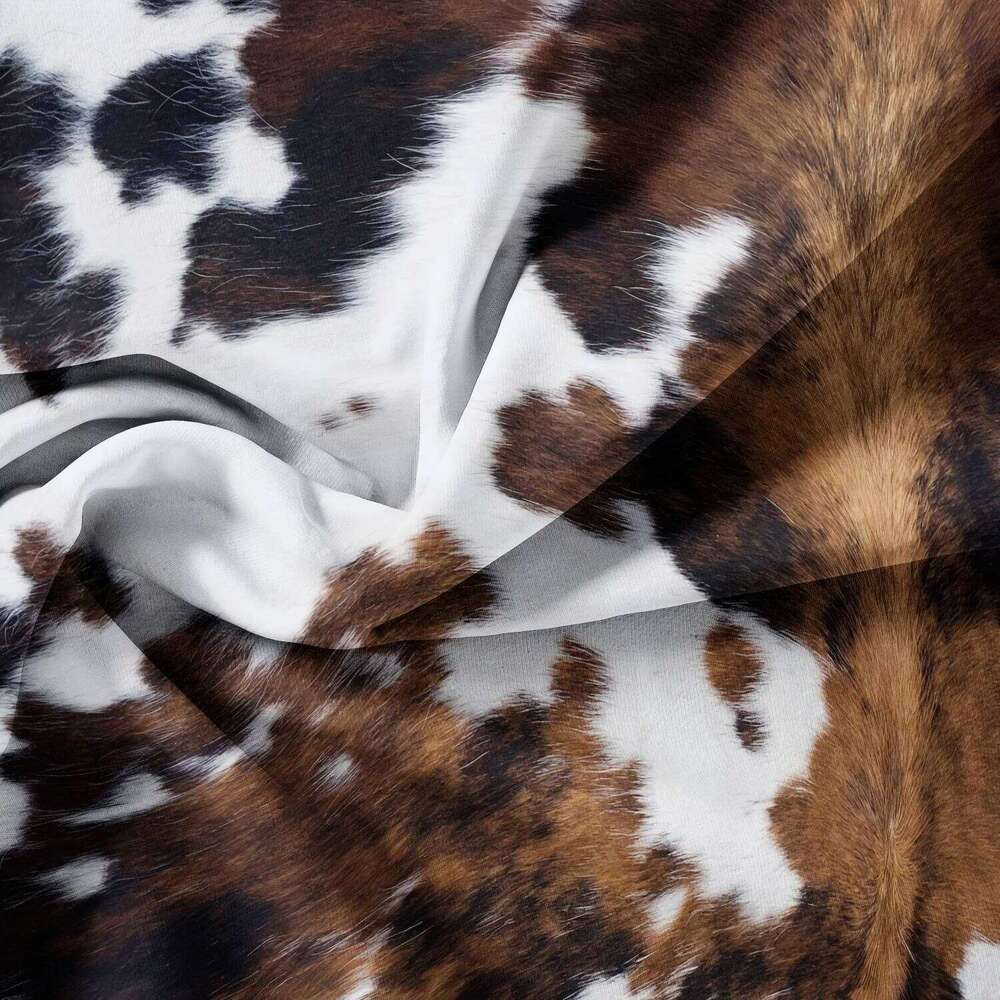 3Pcs Brown And Black Cow Pattern Yak Leather Printed Duvet 1*Duvet Cover &2 Pillowcase Comforter Not Included XJ260206