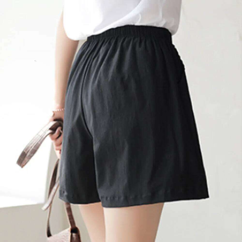 Women Casual Summer Cotton Linen Short Pants Solid Color High Waisted Loose Gym Workout Shorts Streetwear XJ260206