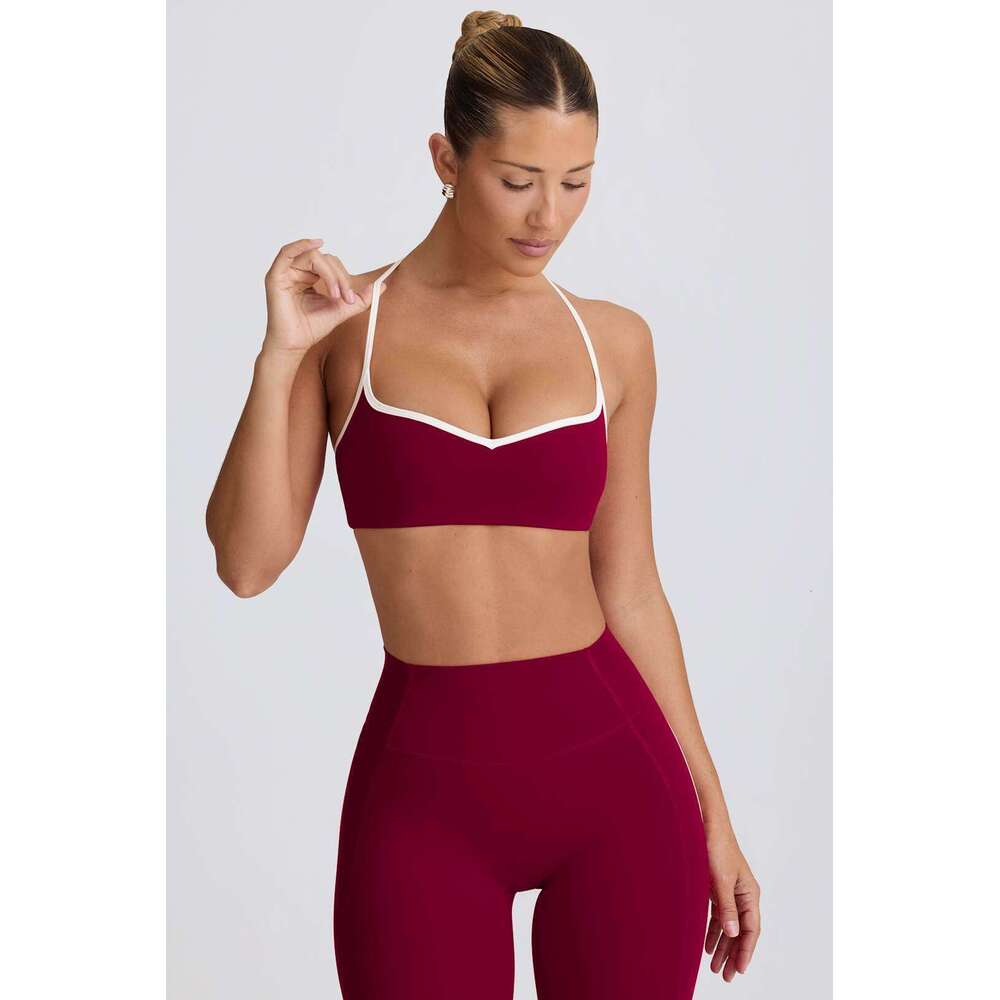 Style Color-Block Thin Camisole Sports Set Pullover High-End Vest Fitness Yoga Pilates European Bra