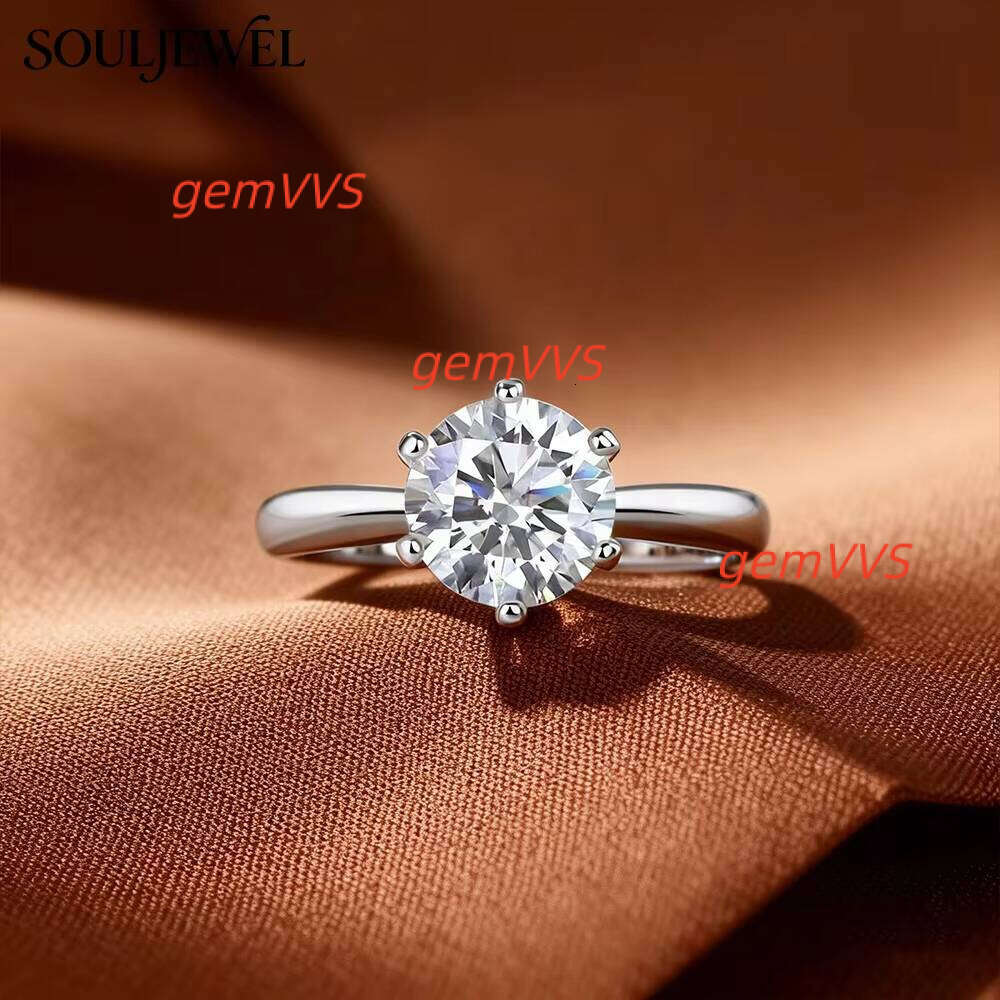 S925 Sterling Silver Classic Six Prong Moissanite Ring With Round Brilliant Cut Timeless Solitaire Jewelry Everyday Party Use