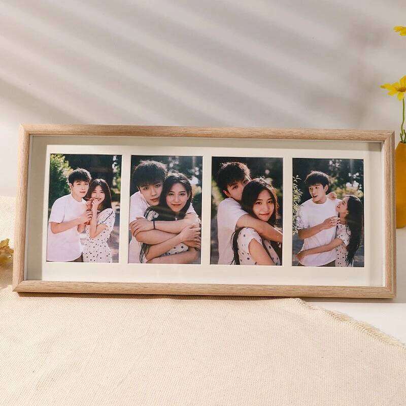- 8x20 Photo With Mat Display 4Pcs Photos, 4x6 Picture Frame Wood S260205