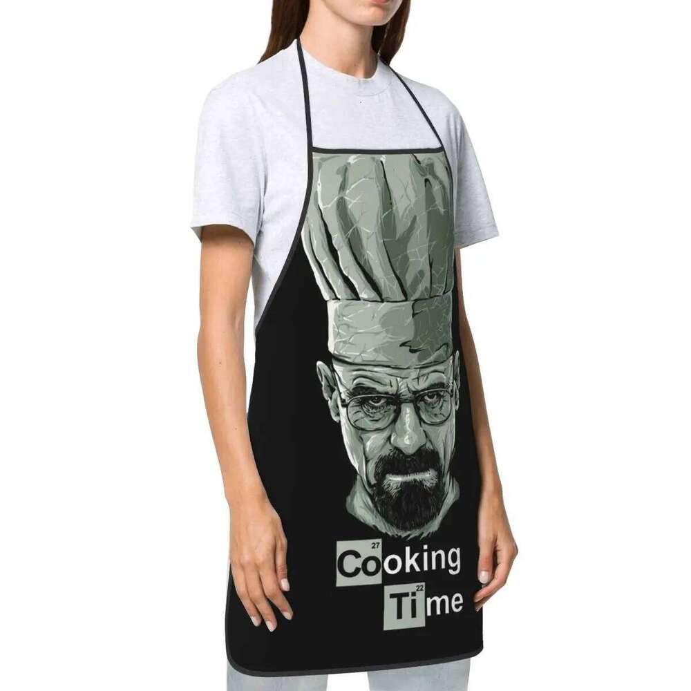 Custom Bib Breaking Bad Time Aprons Men Women Unisex Adult Chef Cooking Kitchen Walter White Tablier Cuisine Gardening S260205