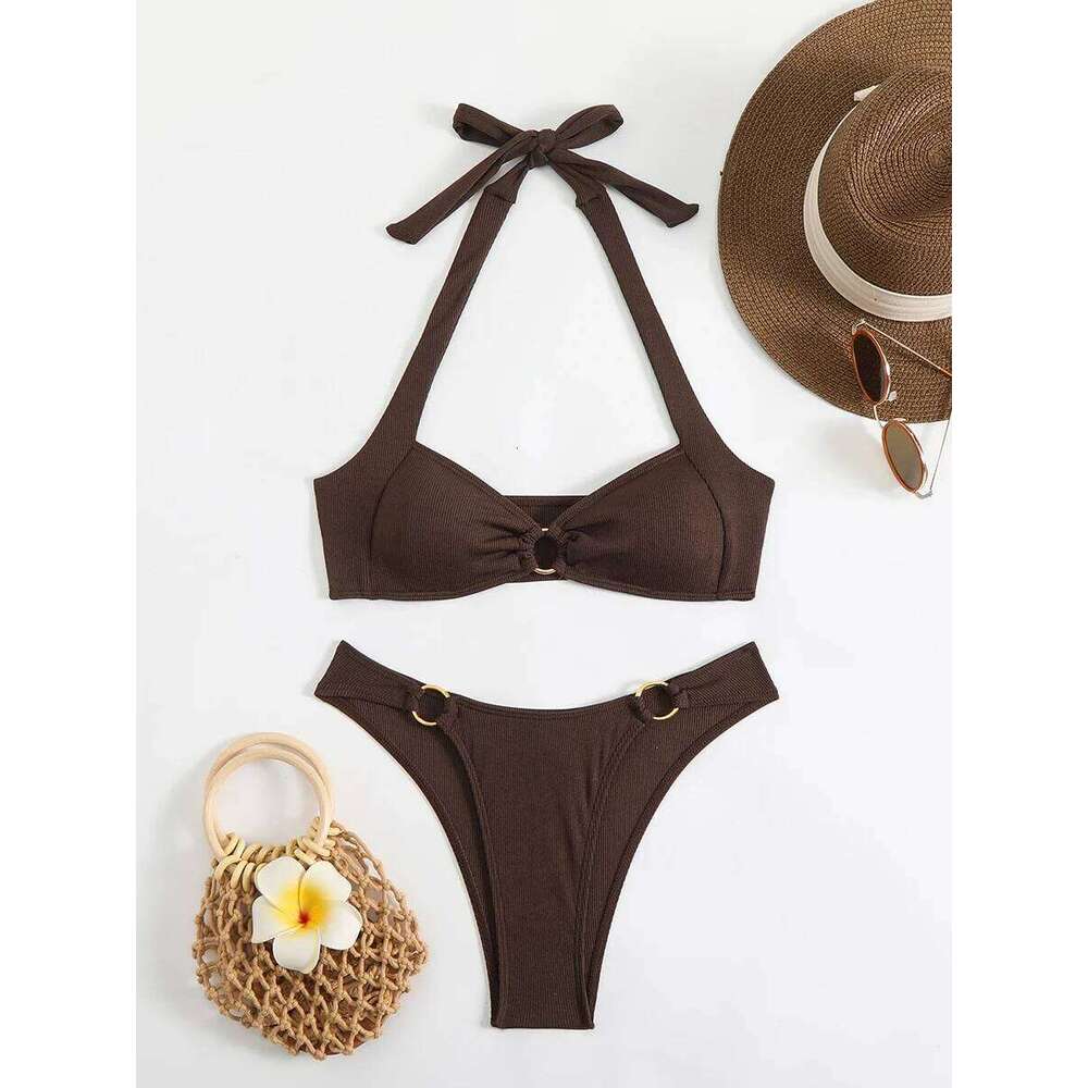Sexy Women's Swimsuit 2025 Summer Bikini Two-piece Swimwear for Woman Beachwear Halter Bikinis Sets Swimming Beach Bathing Suits Z260206