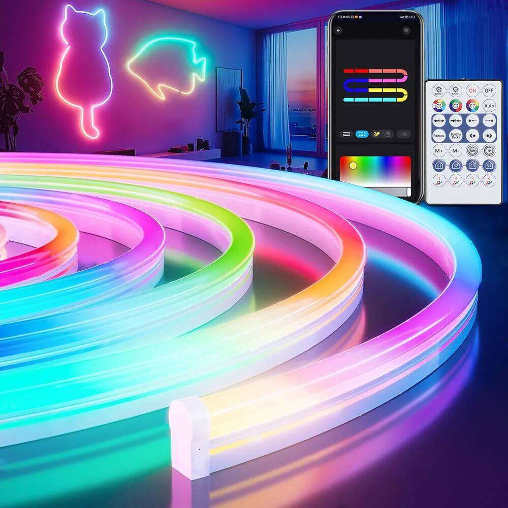 5V Lights RGBIC Neon Strip Light Bluetooth 1M 2M 3M 5M Waterproof Flex Ribbon Led Tape for Room Wall Decor Z260206