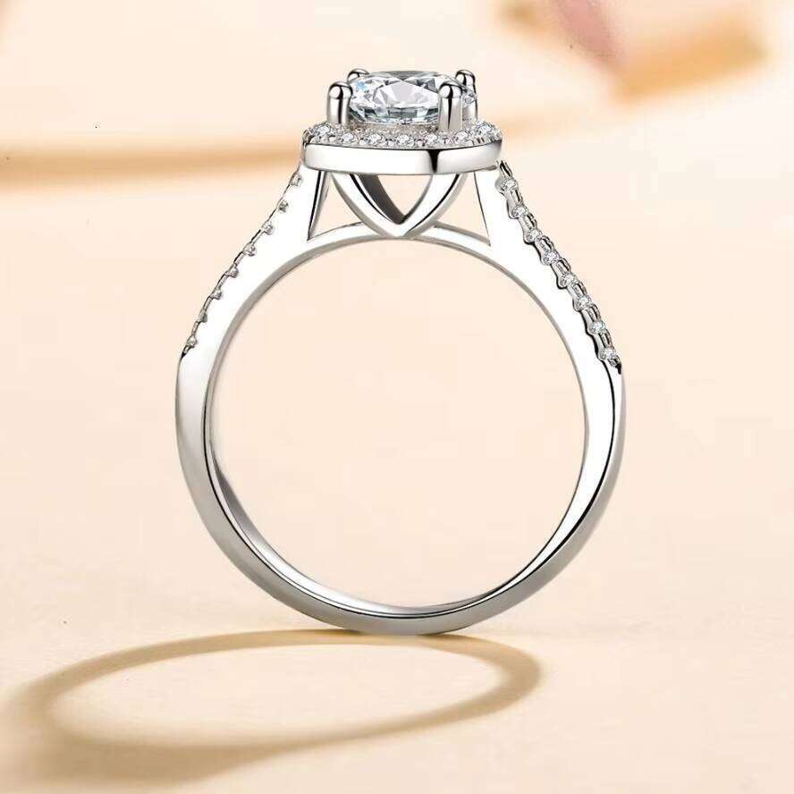 Elegant 1Ct 100% 925 Sterling Silver Rhodium Plating Engagement Moissanite Ring For Women