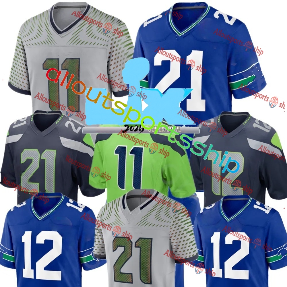 Cooper Kupp Jaxon Smith-Njigba 2026 Seattles city Super Bowl LX Football Jersey Devon Witherspoon Kenneth Walker Geno Smith Tyler Lockett Bobby Wagner Rivalries