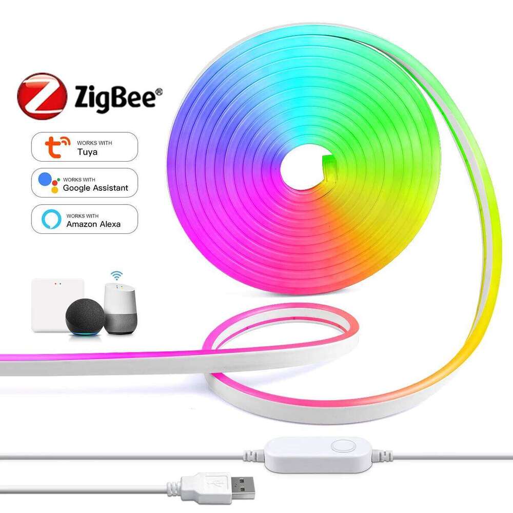 Zigbee lamp LED Strips Tuya Smart Life RGB Light Outdoor Neon Led Lights USB for Bedroom luces led inteligentes Z260206