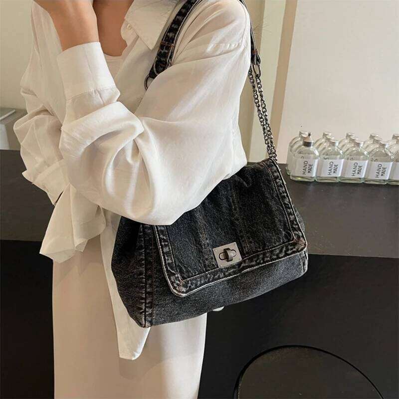 Denim Chain Crossbody Bag,2025 New Casual Versatile Women Shoulder Bag,Trendy All-Match Commuter Tote Bag for Daily Travel Work Y260205