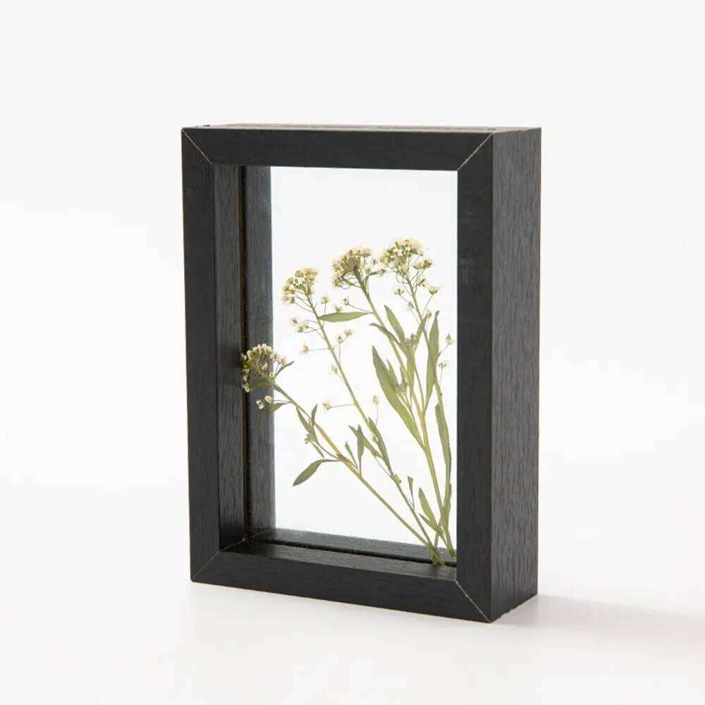 Wooden Glass Leaf Specimen Double-sided Transparent Photo Display Thicked Drawing Artwork Picture Frame S260205