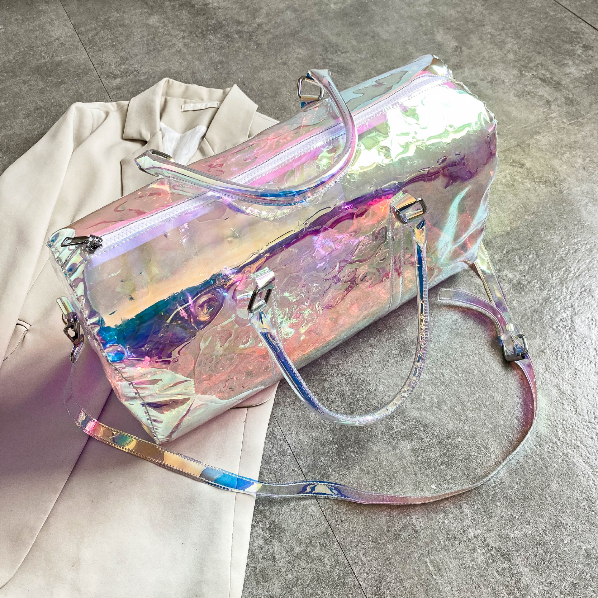 Travel Bag New Jelly Bag Laser Duffel Bag Large Capacity Sports Fitness Bag Manufacturers Wholesale Fashion Business Bags