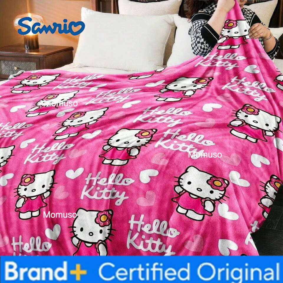 Sanrio JIT Hello Kitty Pink Blanket Cute Cartoon Printed Bedroom Living Room Decorative Cozy Soft Durable High Quality for Bedding H2602061
