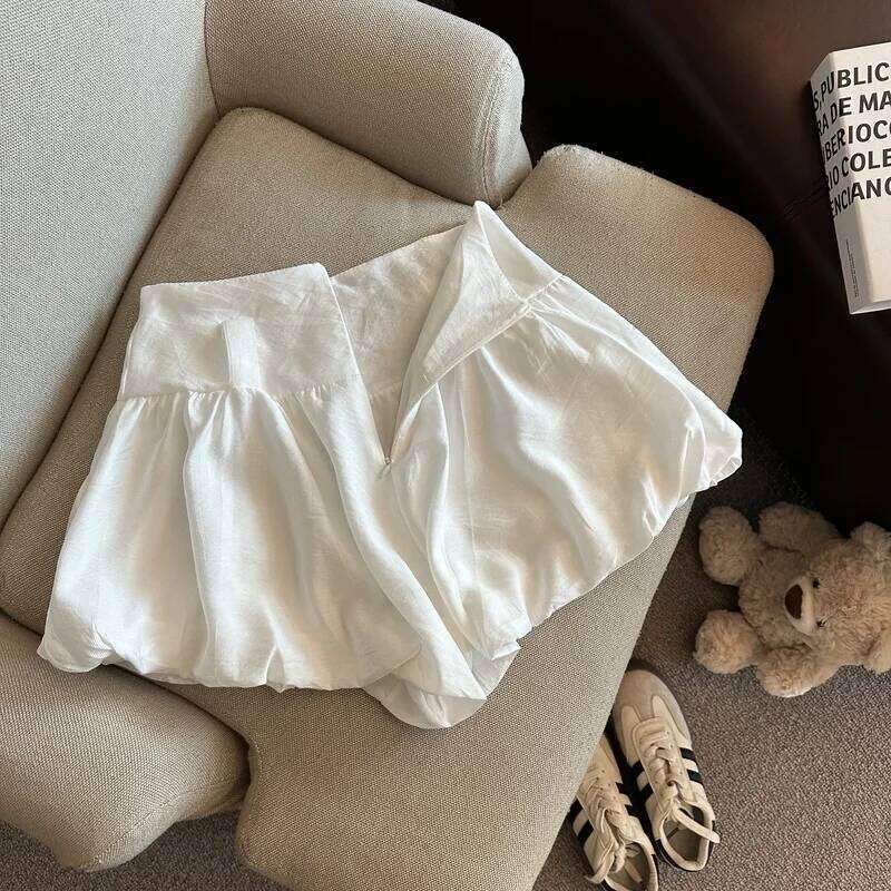 MEXZT Streetwear Belt Women Fashion Black High Waist Bud Shorts Summer Korean White Casual Design A Line Short Pants New XJ260206