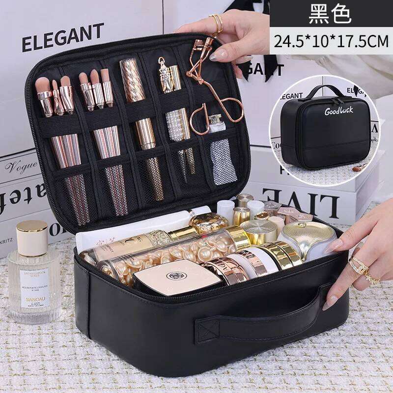 Women's Large Capacity PU Leather Makeup Bag Portable Travel Cosmetic Organizer Toiletry Pouch for Beauty Essentials Y260206