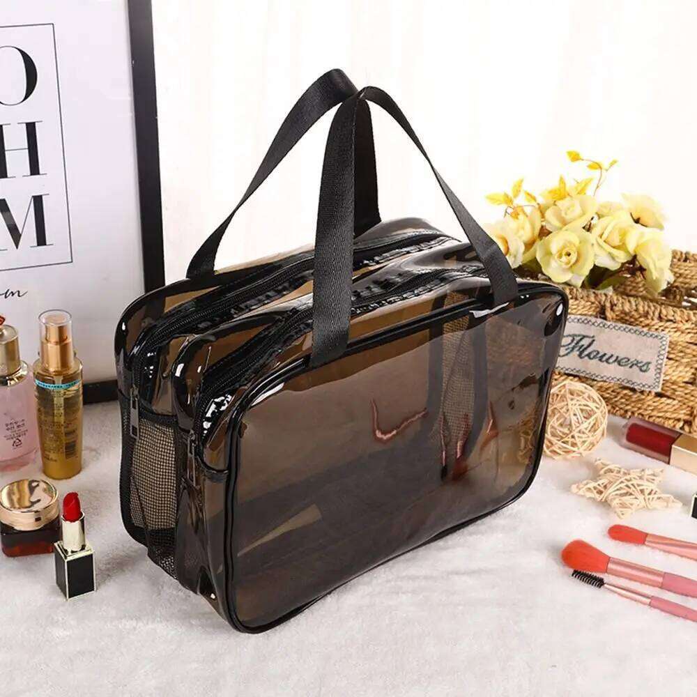 Transparent Dry and Wet Separation PVC Cosmetic Storage Large Capacity Waterproof Travel Toiletry Bag Y260206