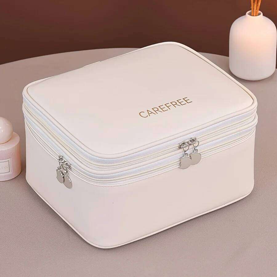 Large Capacity Cosmetic Toiletries Organizer PU Leather Portable Travel Toiletry Pouch Women Makeup Storage Bag Y260206