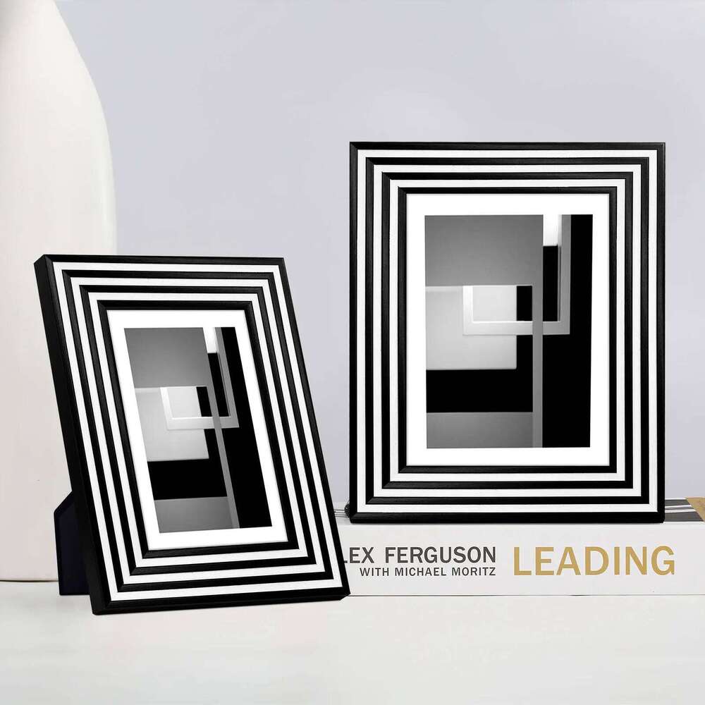 Modern Creative Black And White Striped Wooden Picture Frame Office Sample Study Room Decoration Birthday Party Gift S260205