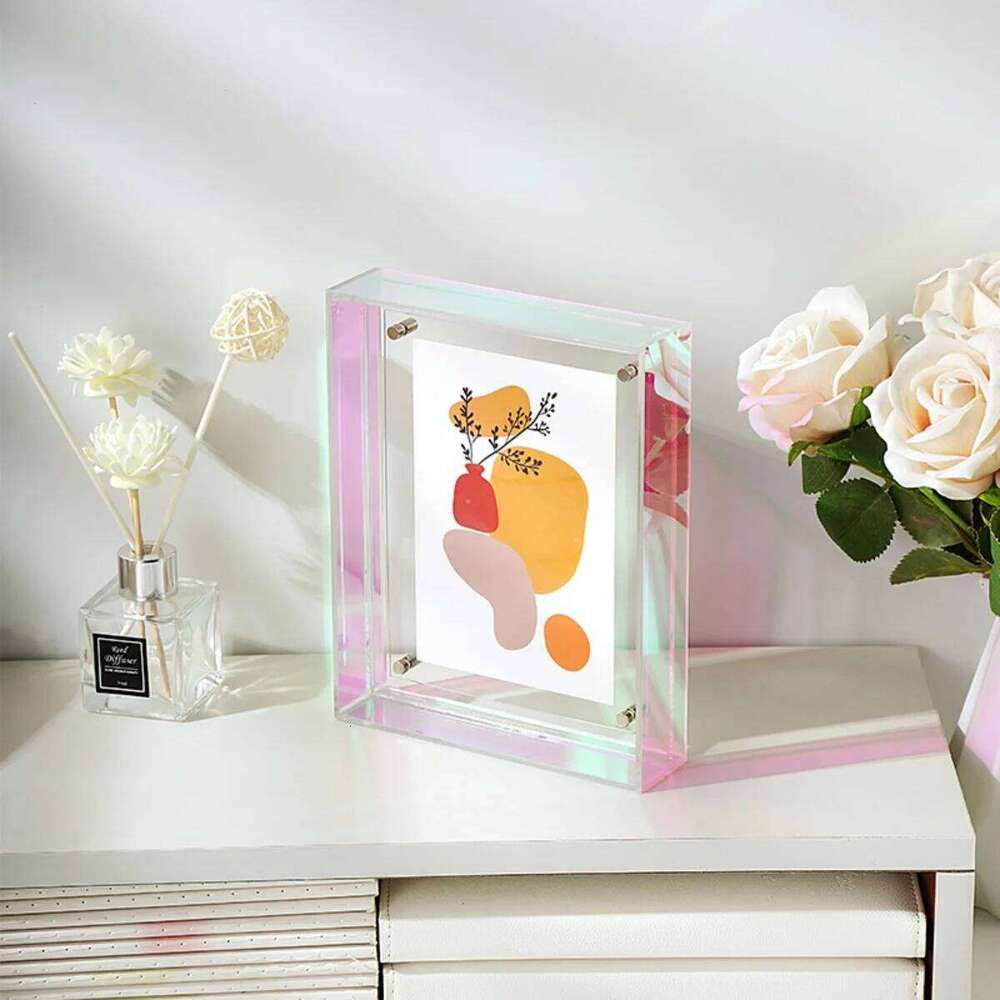 1pc Acrylic Photo Frame Plastic Rectangle Hollow Picture Frames Two Side Case Transparent Drawing Framework Home Decorations S260205