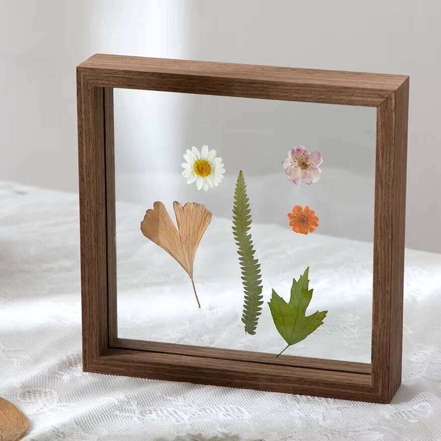 Wood Specimen With Real Glass Frame,Picture For Wedding Picture Frame Desktop Photo Decor S260205