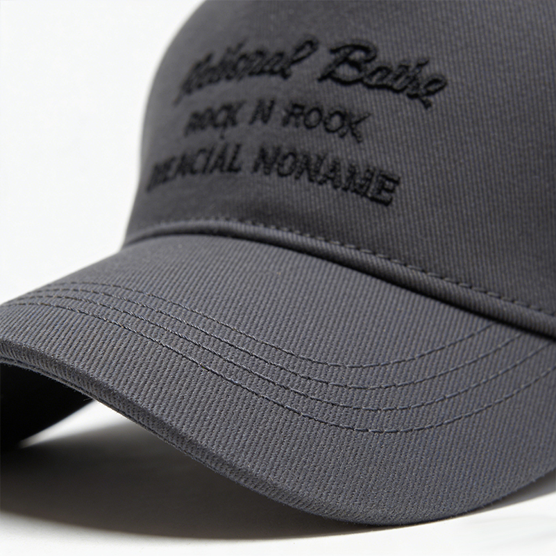 Men's Women's Gray Embroidered Lettering Cap Adjustable Curved Brim Casual Daily Hat