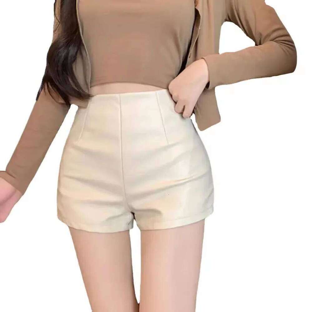 Black Leather Shorts Women's Sale Of The Season New Autumn Hot Sexy High Waist Slimming Tight A- Line Casual Pants Low XJ260206