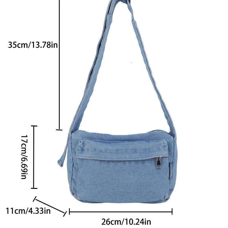 2025 Women's Denim Crossbody Large Capacity Tote Shoulder Bag Multi-Pocket Fashion Casual Handbag Purse For Women XJ260129