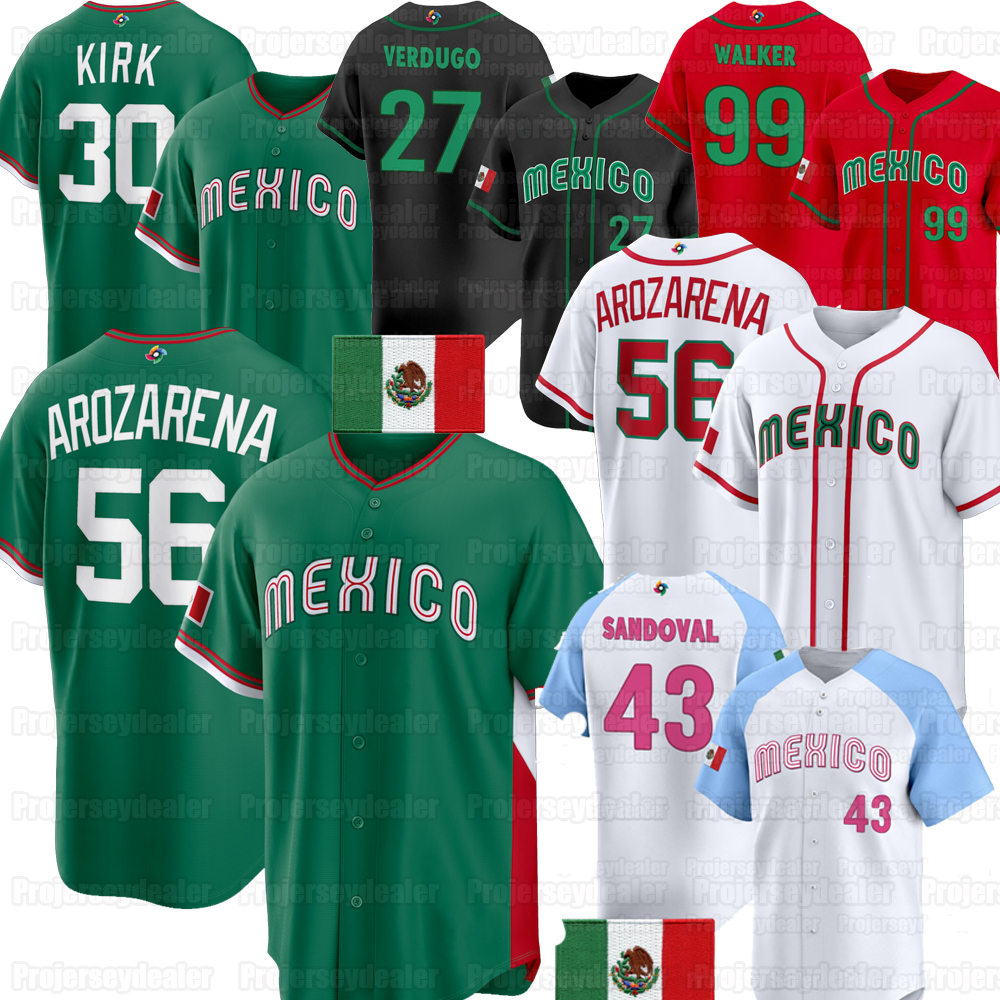56 Randy Arozarena Mexico 2026 WBC Jersey World Baseball Classic Jarren Duran Luis Urias Taijuan Walker Alejandro Kirk Patrick Sandoval Alec Thomas
