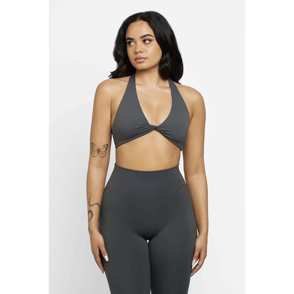 Short Sleeve Sleeveless Yoga Bra with Chest Pads Shockproof Sports Barely There 2-Piece Set for Women Fitness Vest Style