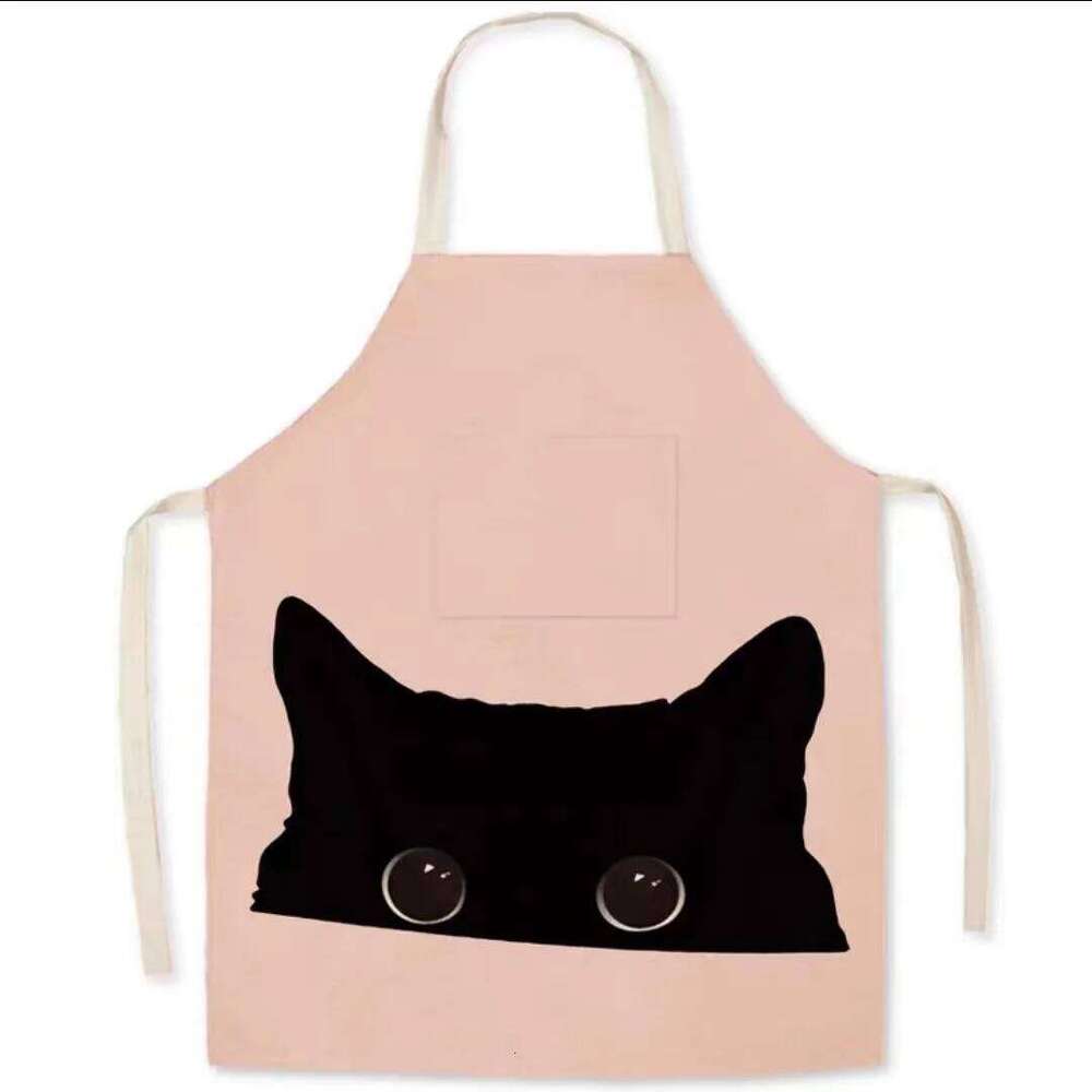 Cute dog and cat pattern kitchen cooking baking linen bib housework cleaning anti-oil stain sleeveless apron 68x55cm S260205