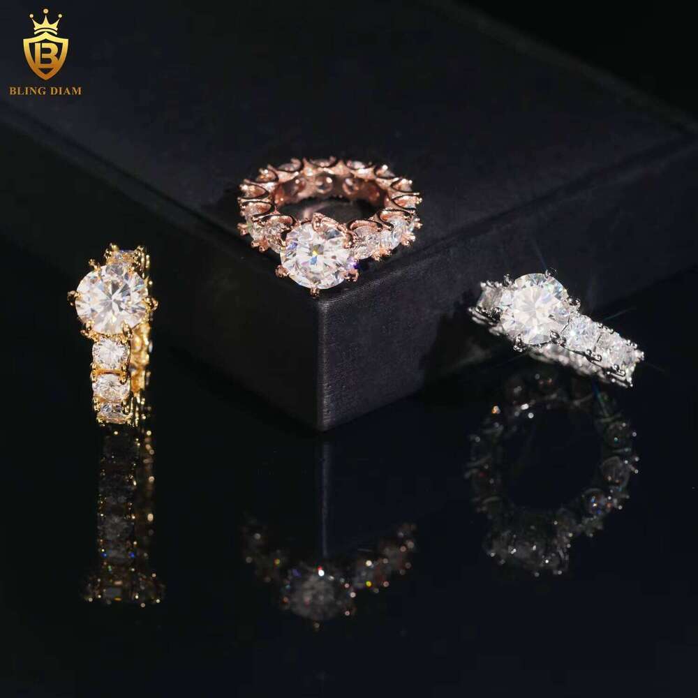 New Design Eternity 925 Sterling Silver Rings Iced Out Moissanite Fine Jewelry Ring Pass Diamond Test