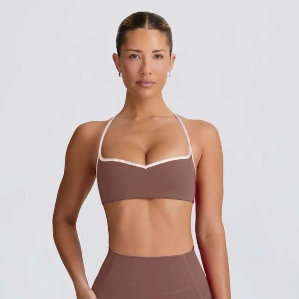 Style Color-Block Thin Camisole Sports Set Pullover High-End Vest Fitness Yoga Pilates European Bra