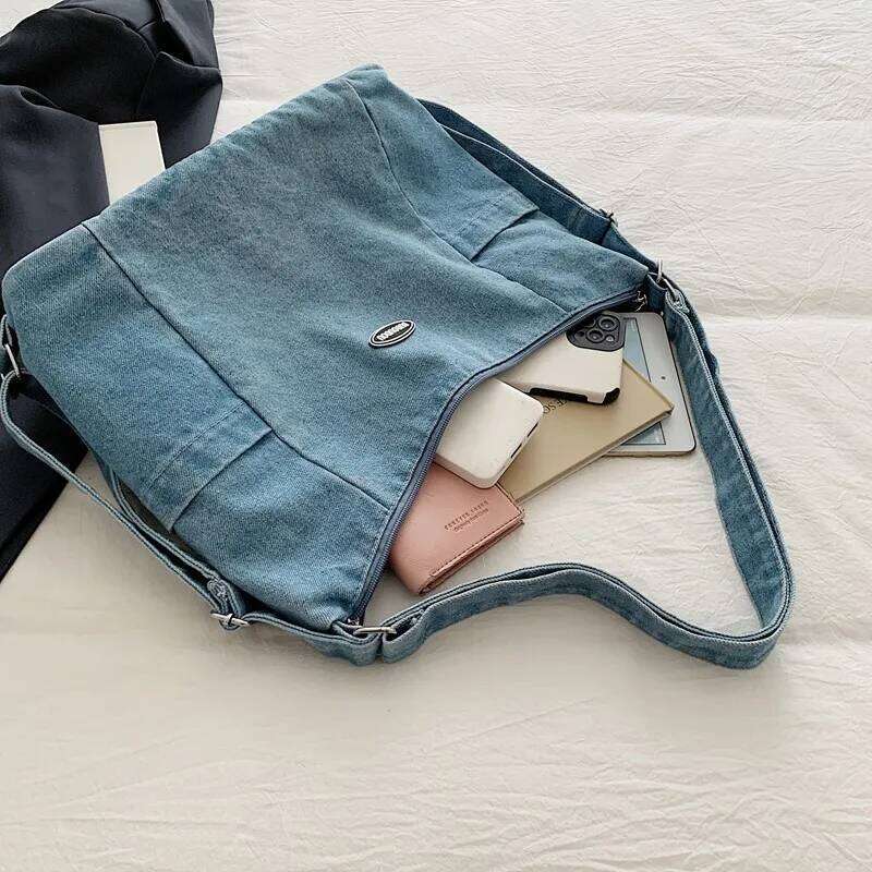 Trendy Denim Shoulder Women 2025 Big Size Jiaozi Bag High Quality Casual Commuter Handbag for Ladies Girl Gif Autumn Winter Y260205