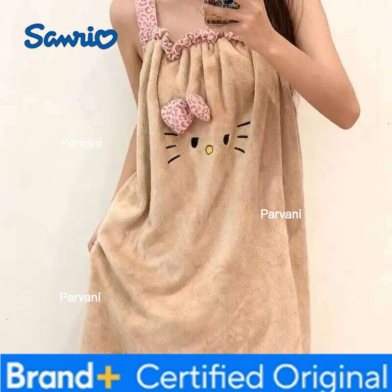 Sanrio Hello Kitty Sexy Bath Skirt Kawaii Cartoon Suspenders Night Dress Long Dresses Bathrobe Women's Home Clothes New Arrival H260206 - view 5
