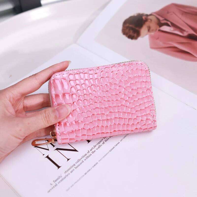Women's Wallet Crocodile Pattern PU Leather Zipper Holder Organizer Multi Slot Blocking Credit Card Case Purse for Women Y260206