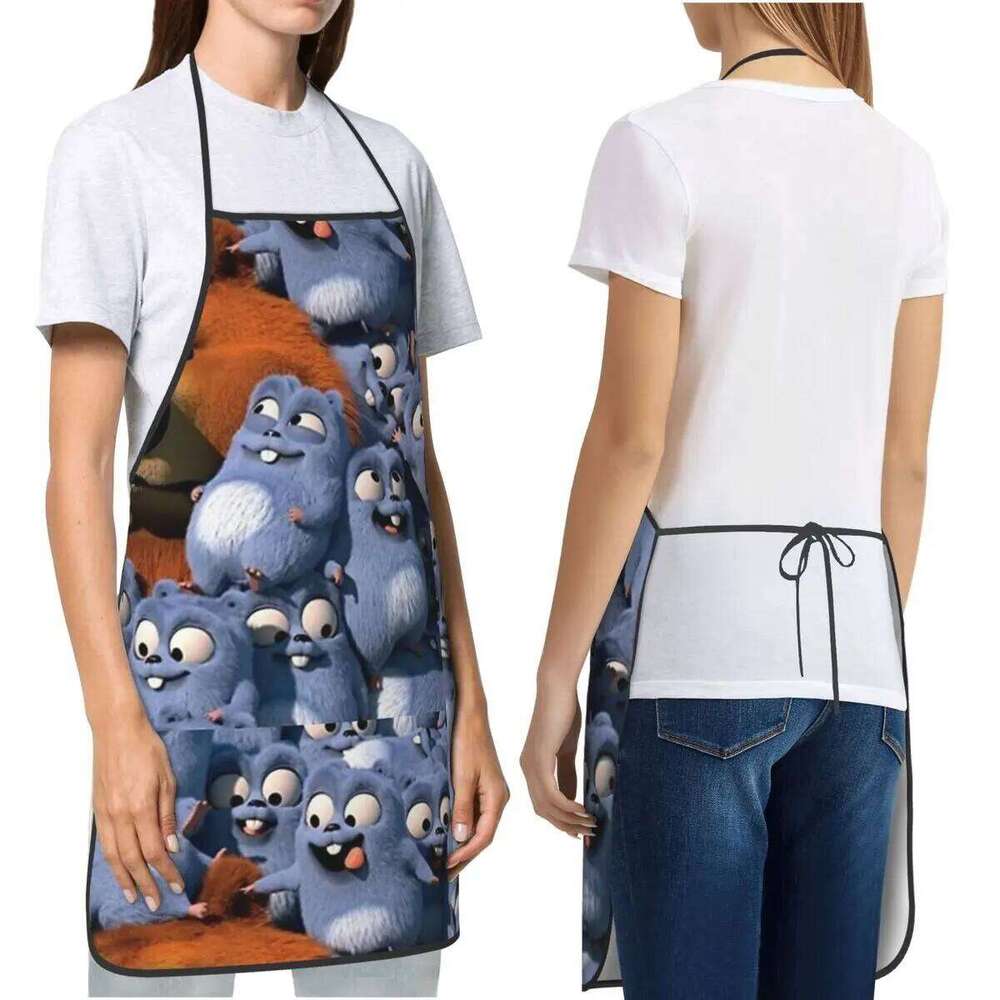 Grizzy And The Lemmings Apron Chef Cooking Cuisine Tablier Sleeveless Bib Kitchen Cleaning Pinafore for Women Men Painting S260205