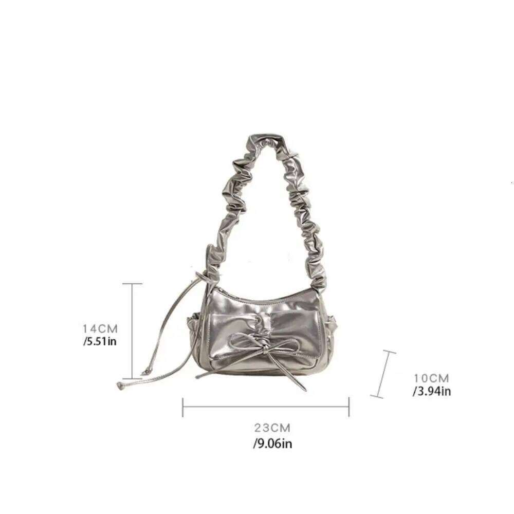 Fashion French Bowknot Shoulder Pu Leather Ruched Bow Underarm Fold Strap Korean Style Crossbody Bag Women Y260205