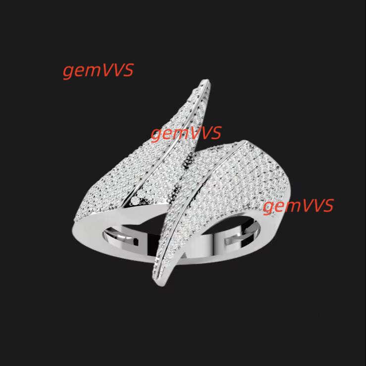 Twisted Crossover Moissanite Band Ring In Polished Silver Tone Crafted For Elegant Modern Stylish Hip Hop Jewellery Wear