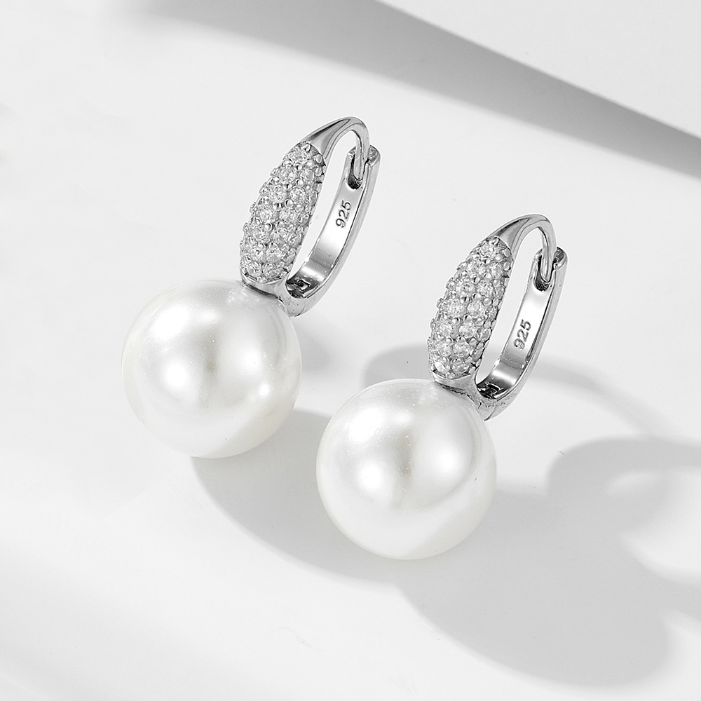 French-style sterling silver pearl earrings, fashionable, niche, simple, versatile, light luxury, elegant, high-end earrings
