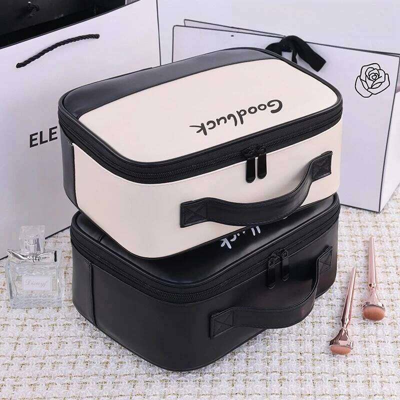Women's Large Capacity PU Leather Makeup Bag Portable Travel Cosmetic Organizer Toiletry Pouch for Beauty Essentials Y260206