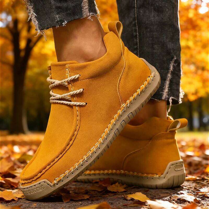 Wide Toe Boots Mid Top for Spring / Autumn Retro Anti Slip Workwear Fashion Soft Sole Breathable Walking Shoes Women