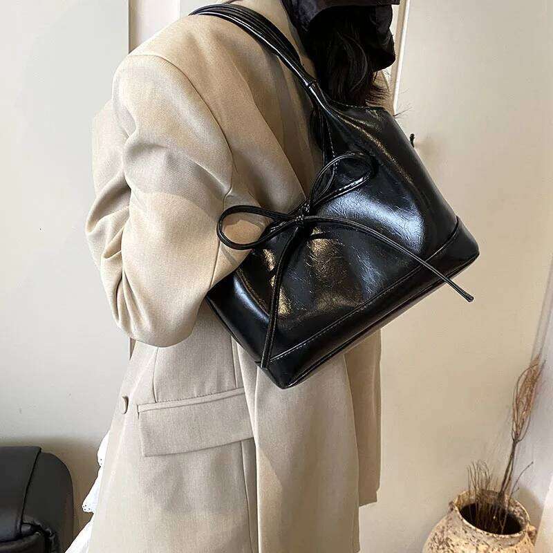 Bow Knot Crossbody for Bucket Bag Trendy Women Shoulder Bags Fashionable Casual Purse and Handbags Sac Y260205