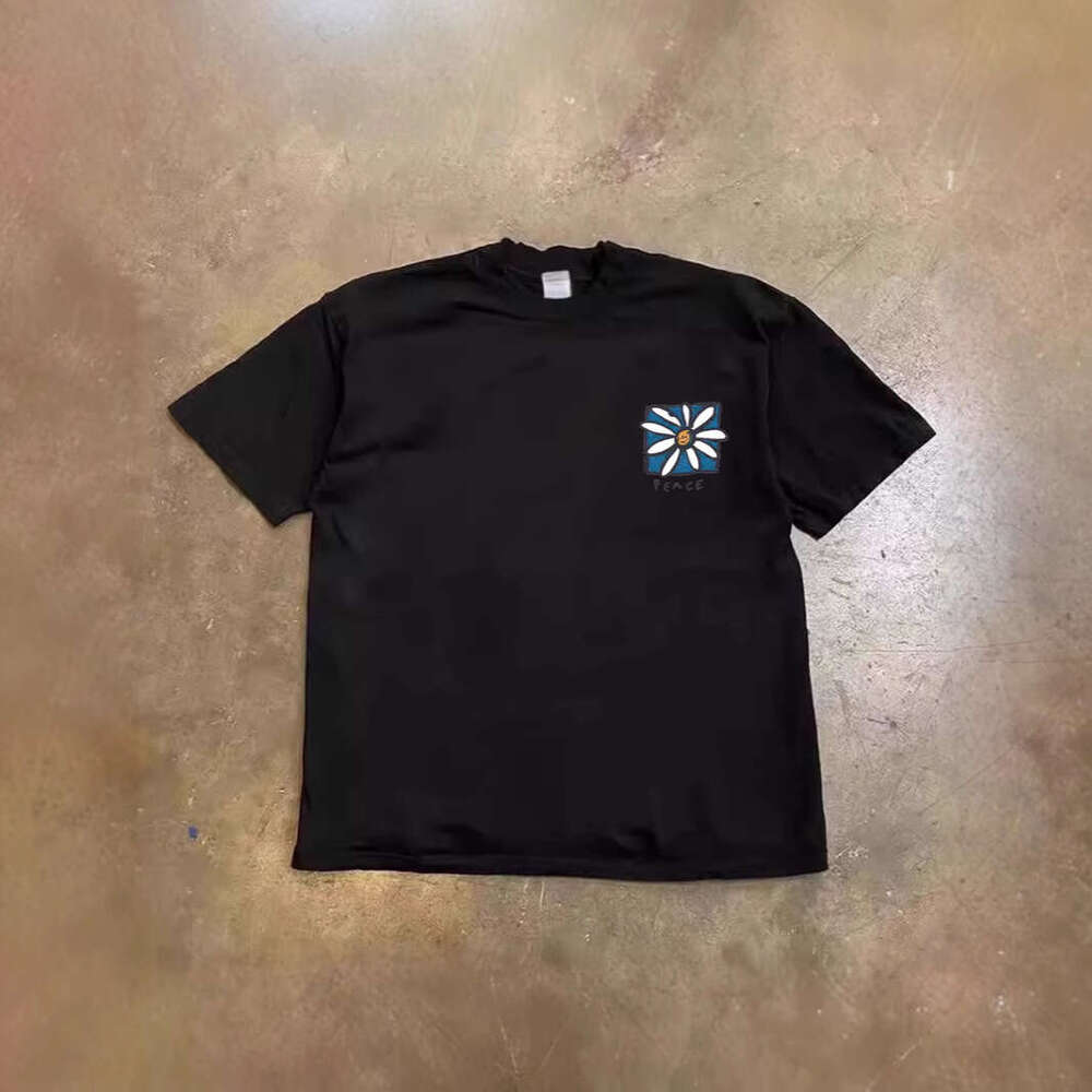 250g heavyweight pure cotton! American oversize style with a beautiful symbol print, loose-fitting short-sleeve T-shirt couples, trendy for women and 