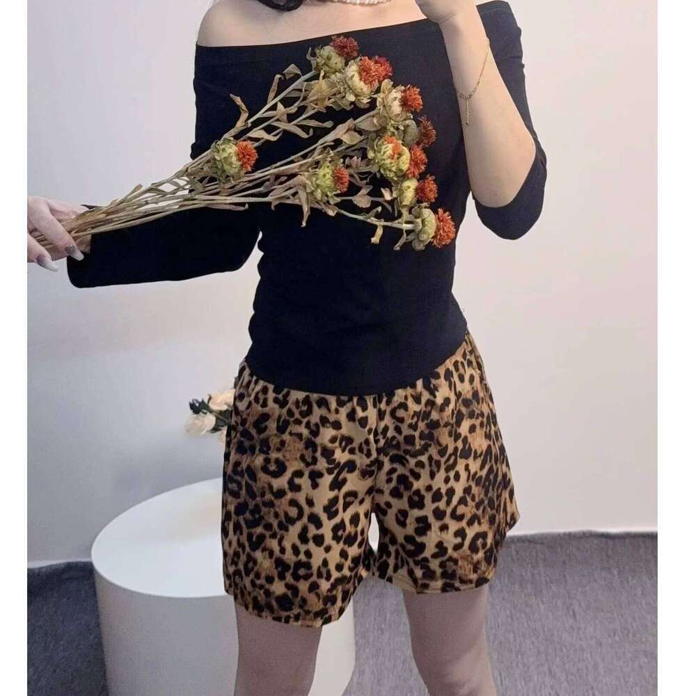 Slimming Summer Thin Elastic Waist Printed Short Casual Women's Fashionable Catwalk Style Leopard Print Mini Pants XJ260206