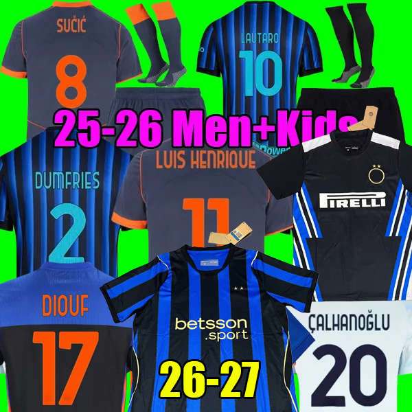 Inter 25 26 27 soccer jersey MILANS football shirt Kit fourth 4th LAUTARO BARELLA THURAM DIMARCO LUIS HENRIQUE men kids set uniforms BONNY DUMFRIES maglie da calcio