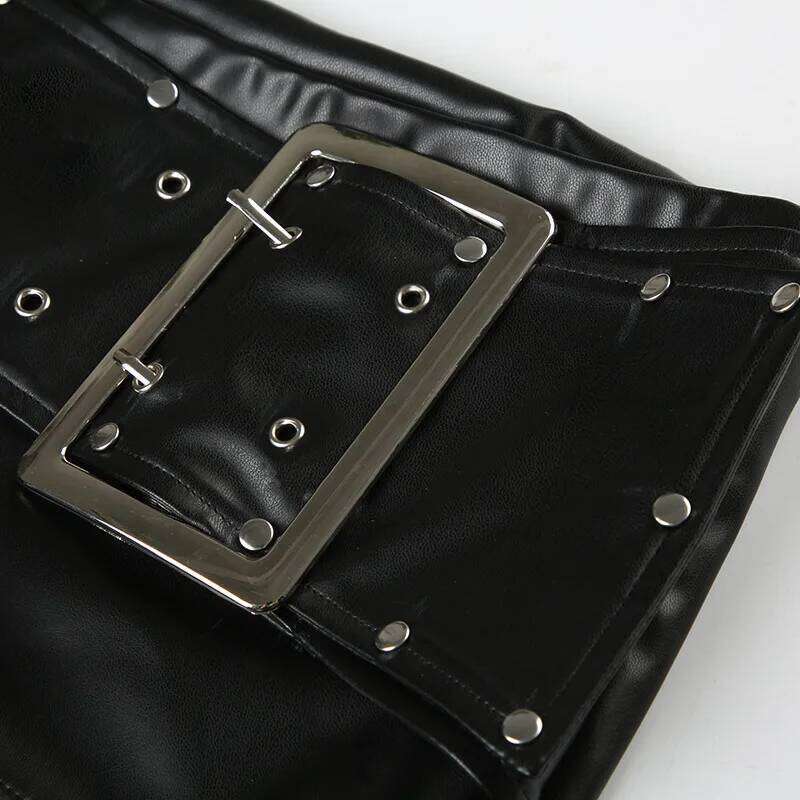 Sexy Rivet Buckle Belt Low Waist Leather for Women Y2k Spice Girl Punk Style Shorts Autumn New 2025 C260206