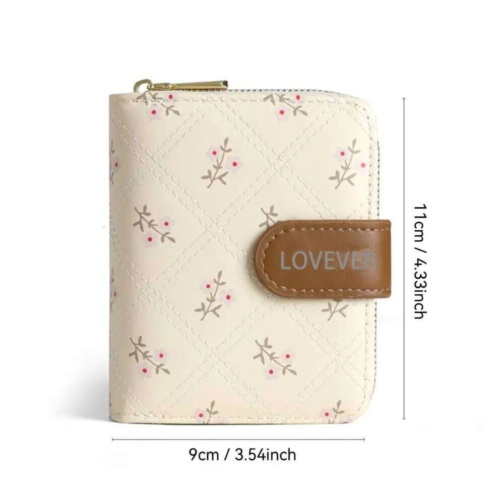 Fashion Flower Short Wallet Mini PU Leather ID Card Holder Lightweight Large Capacity Money Bag for Women Y260206