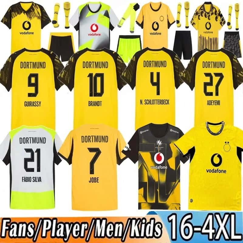 25 26 dortmunds trikot soccer jerseys BVBs Special HALLER 27 4th SABITZER football shirt ADEYEMI BRANDT All Black MOUKOKO MALEN JOBE men kids Kits Borussias trikots