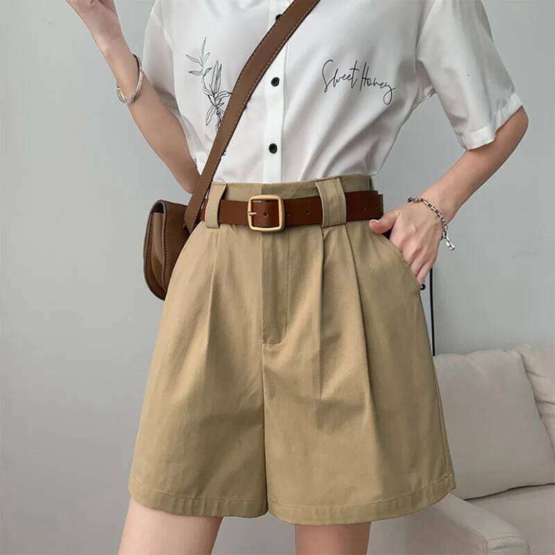 2025 New Wide Leg for Women Vintage High Waisted Office Lady Suit Shorts Versatile Classic Loose Casual Short Pants XJ260206