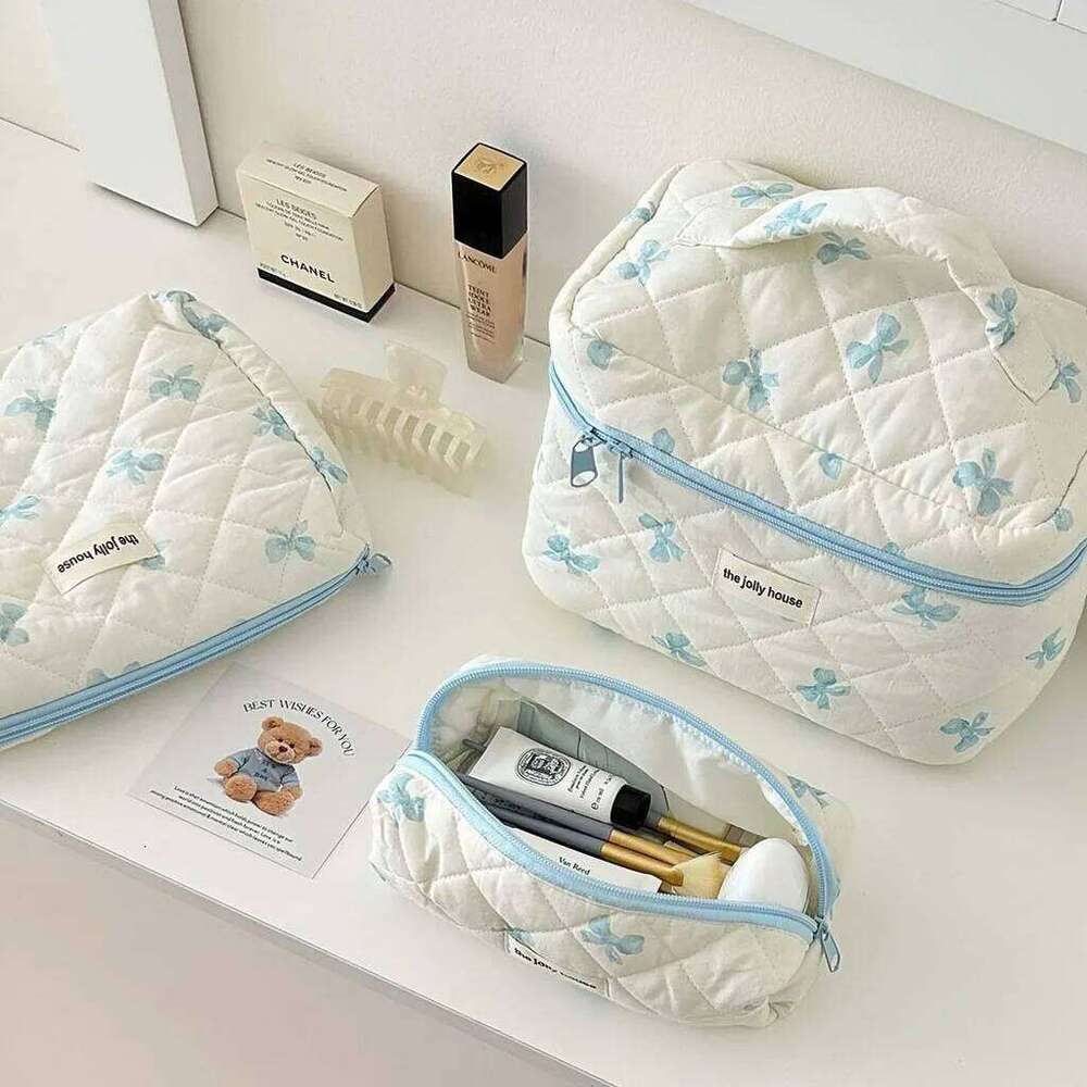 Bow Makeup Large Capacity Portable Travel Toiletry Cosmetics Storage Bag for Girls Y260206