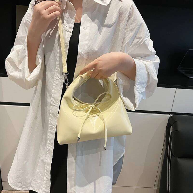 LEFTSIDE Mini PU Leather Saddle Bags Lady Crossbody Shoulder Bag for Women 2025 Spring Y2K Trend Bow Simple Handbags and Purses Y260205