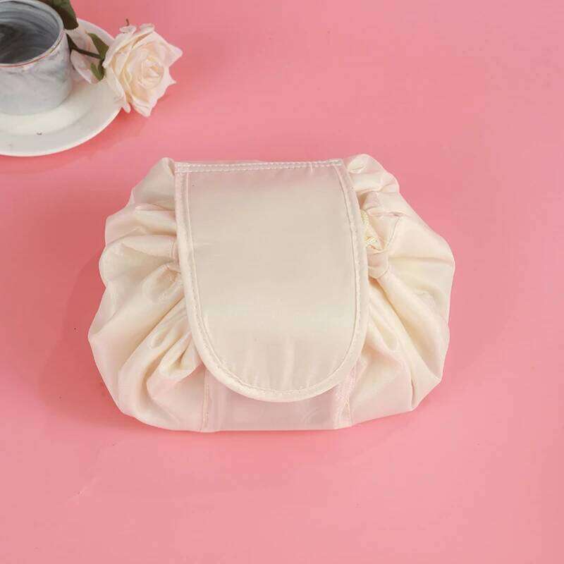 Drawstring Elastic Makeup Storage Bag Women Portable Travel Black Large Capacity Portables Handbag Storage-Bags Trendy Y260206